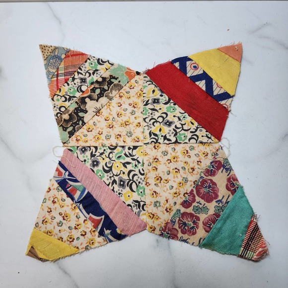 Vintage Handmade Quilt Blocks 4 Point Star 105 Pcs Plus 8 Point Stars Stack - Picture 8 of 10